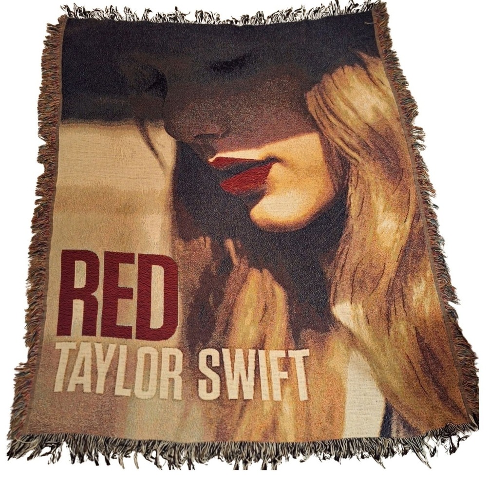 Taylor Swift RED Woven Tapestry Throw Blanket 50x60 Fringe Album Cover 2012
